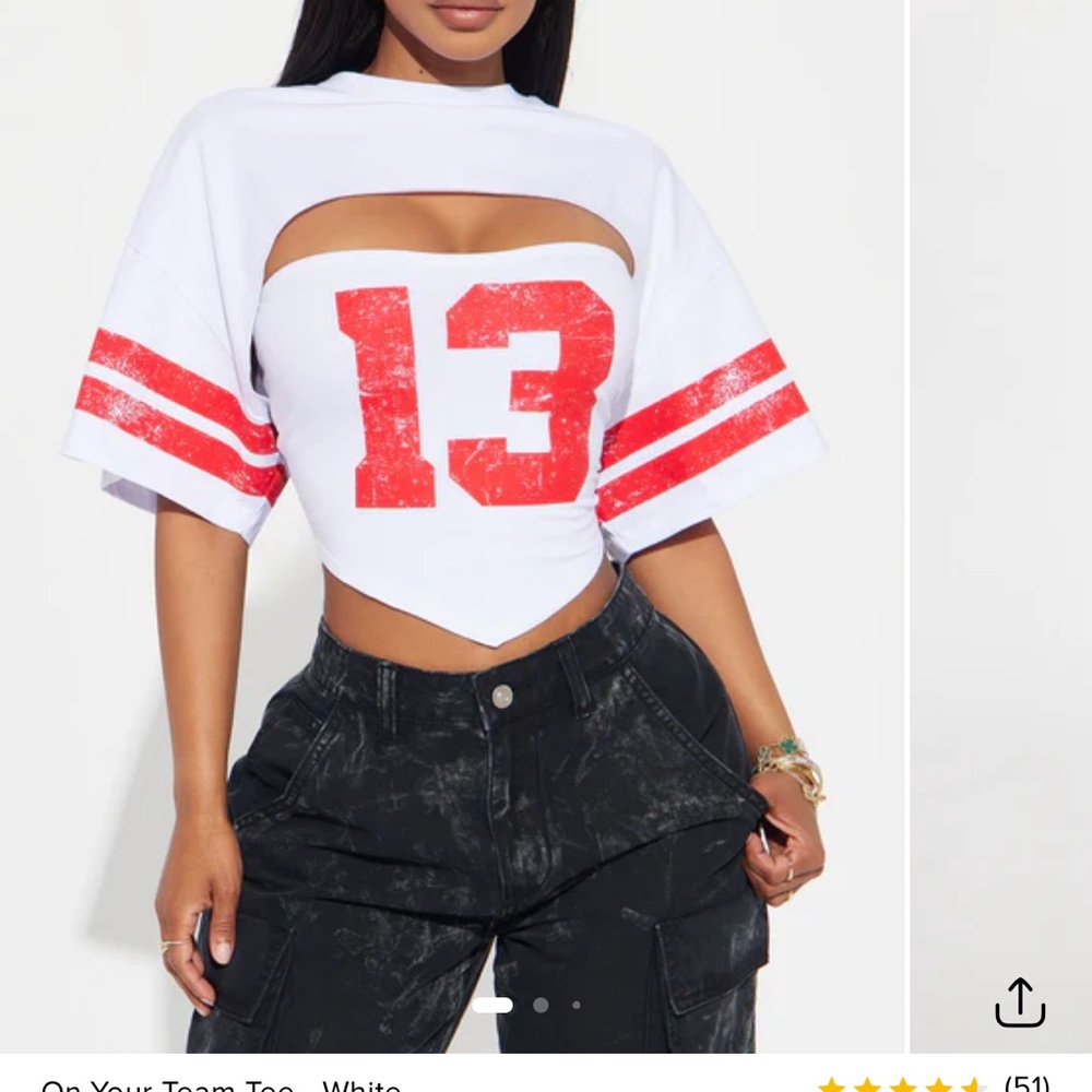White and Red Women's Cutout Top